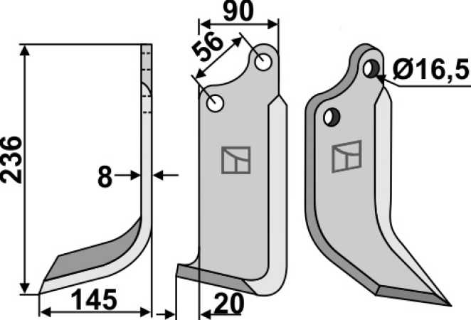 Fräsmesser 236x90mm, links